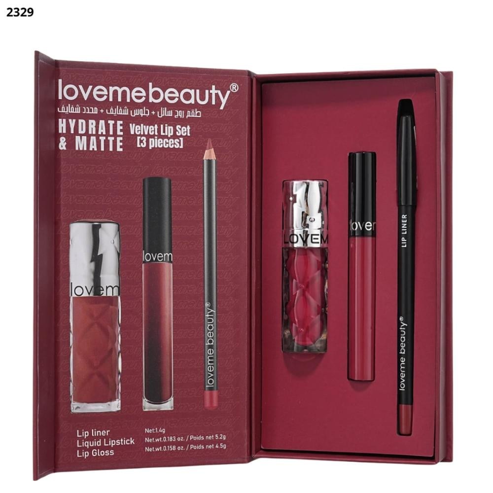 Lovemebeauty بكج روج+ جلوس + محدد شفايف06