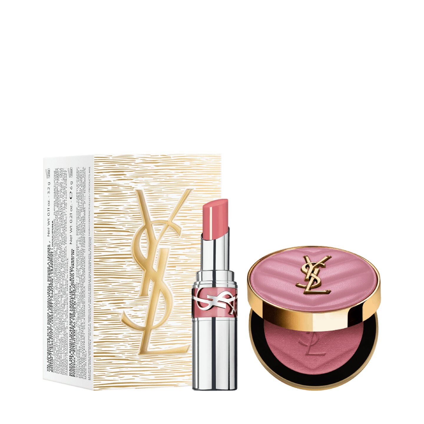 YVES SAINT LAURENT MAKE ME BLUSH POWDER 44 & LOVESHINE LIPSTICK 44 GIFT SET