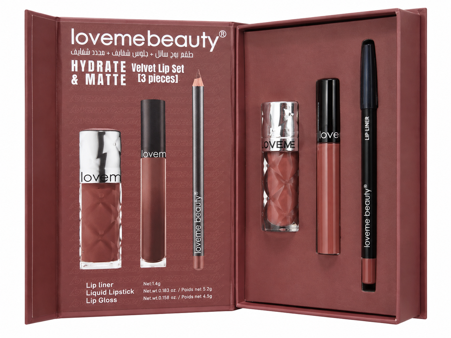 Lovemebeauty بكج روج+ جلوس + محدد شفايف01